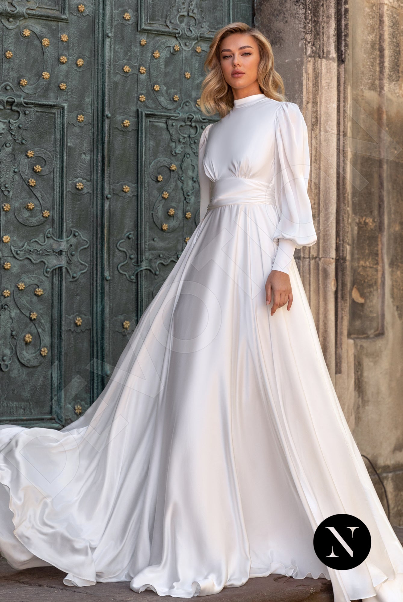 turtleneck wedding dress Anais A-line High neck Milk Wedding dress