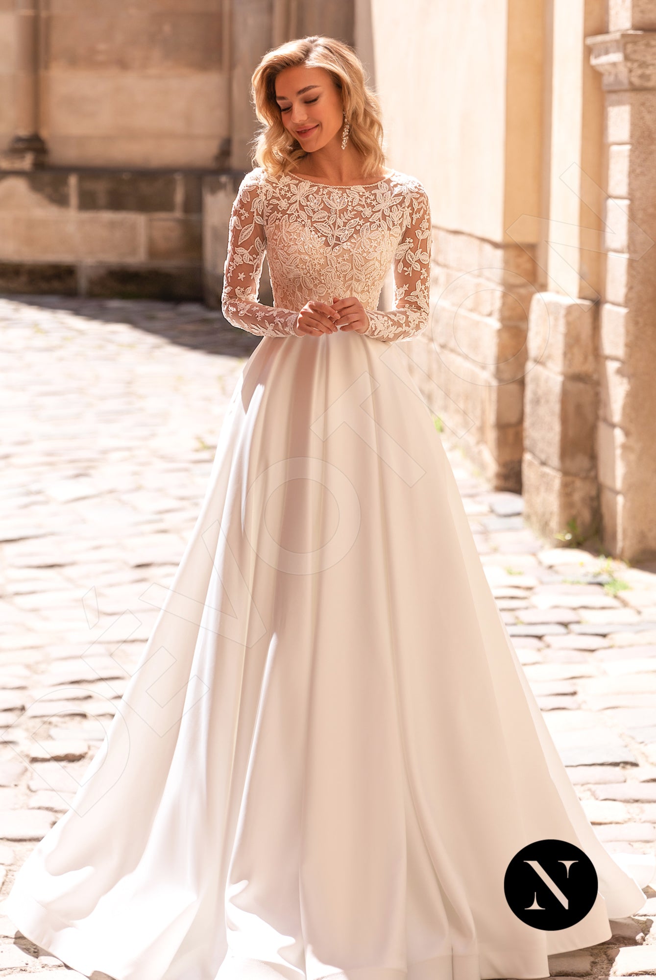 long sleeve ivory wedding dress Lace Sleeves A-line Chiffon Dresses, Bridal Gowns, MW526 bridal shower Eloven Wedding Dress - Video