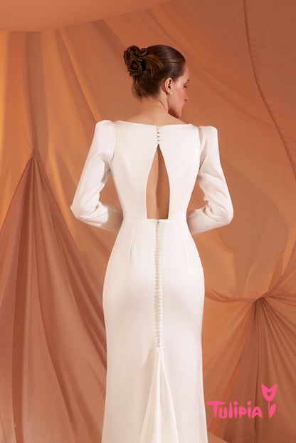 Agate Trumpet/Mermaid Square Milk Wedding dress