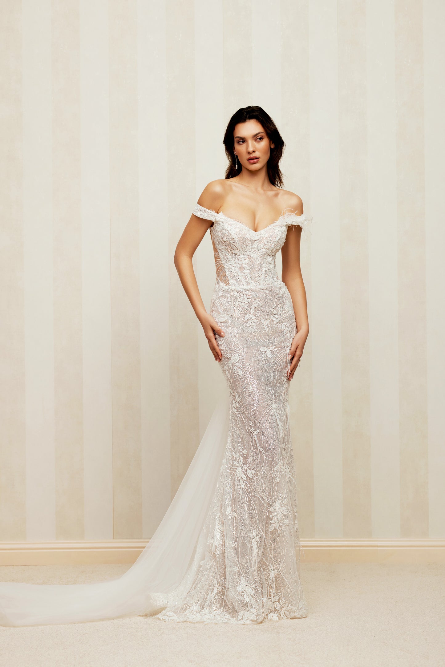 Elisa Trumpet/Mermaid Sweetheart Milk Wedding dress