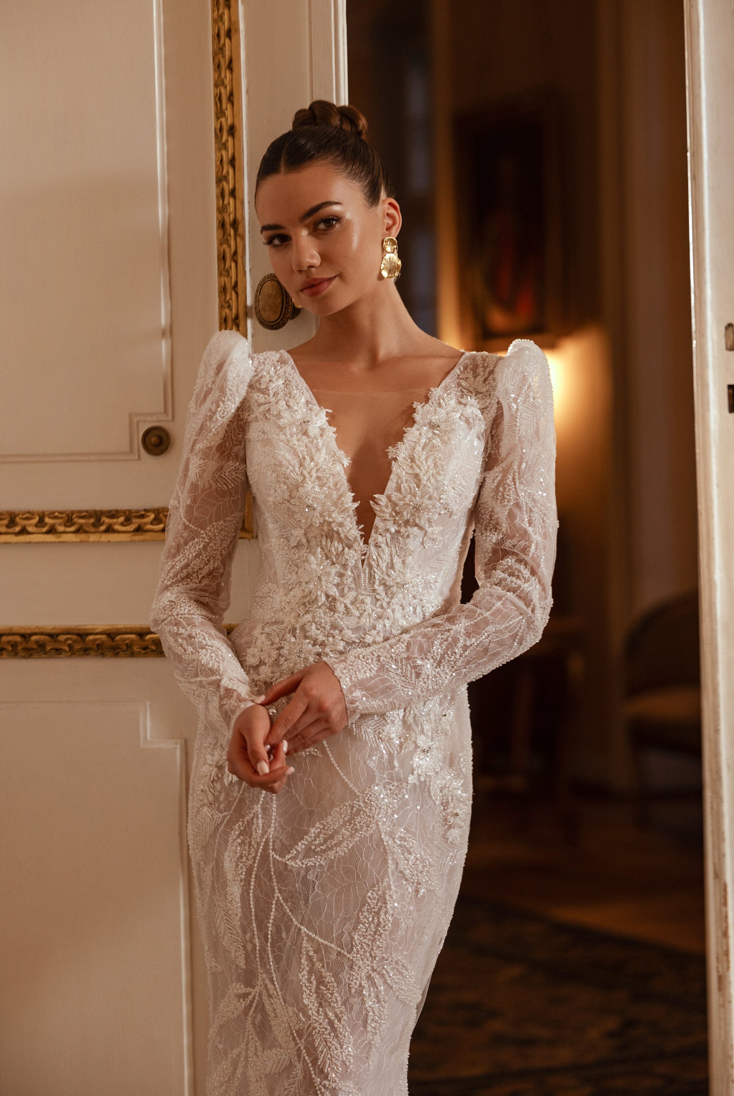 Banzhamin Trumpet/Mermaid Illusion Milk Wedding dress