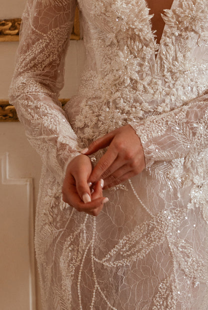 Banzhamin Trumpet/Mermaid Illusion Milk Wedding dress