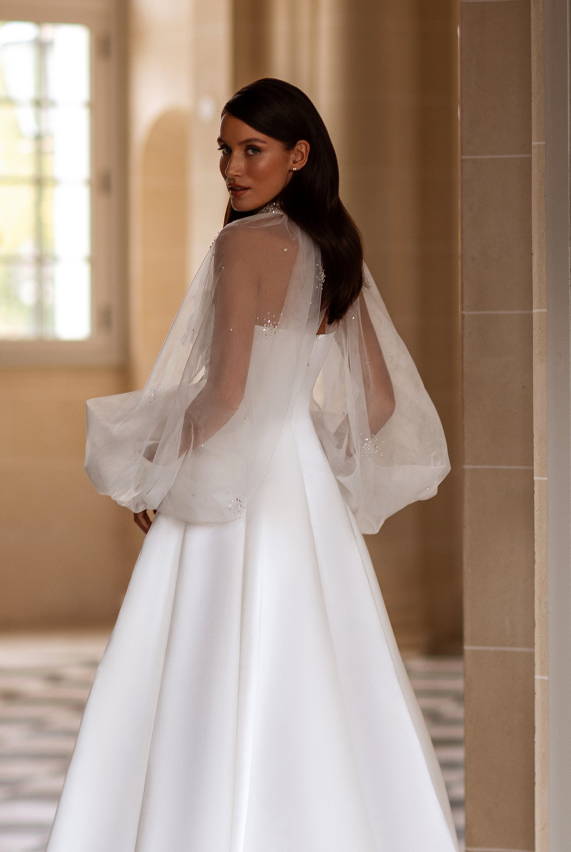 Jade-Marie A-line Straight across Milk Wedding dress