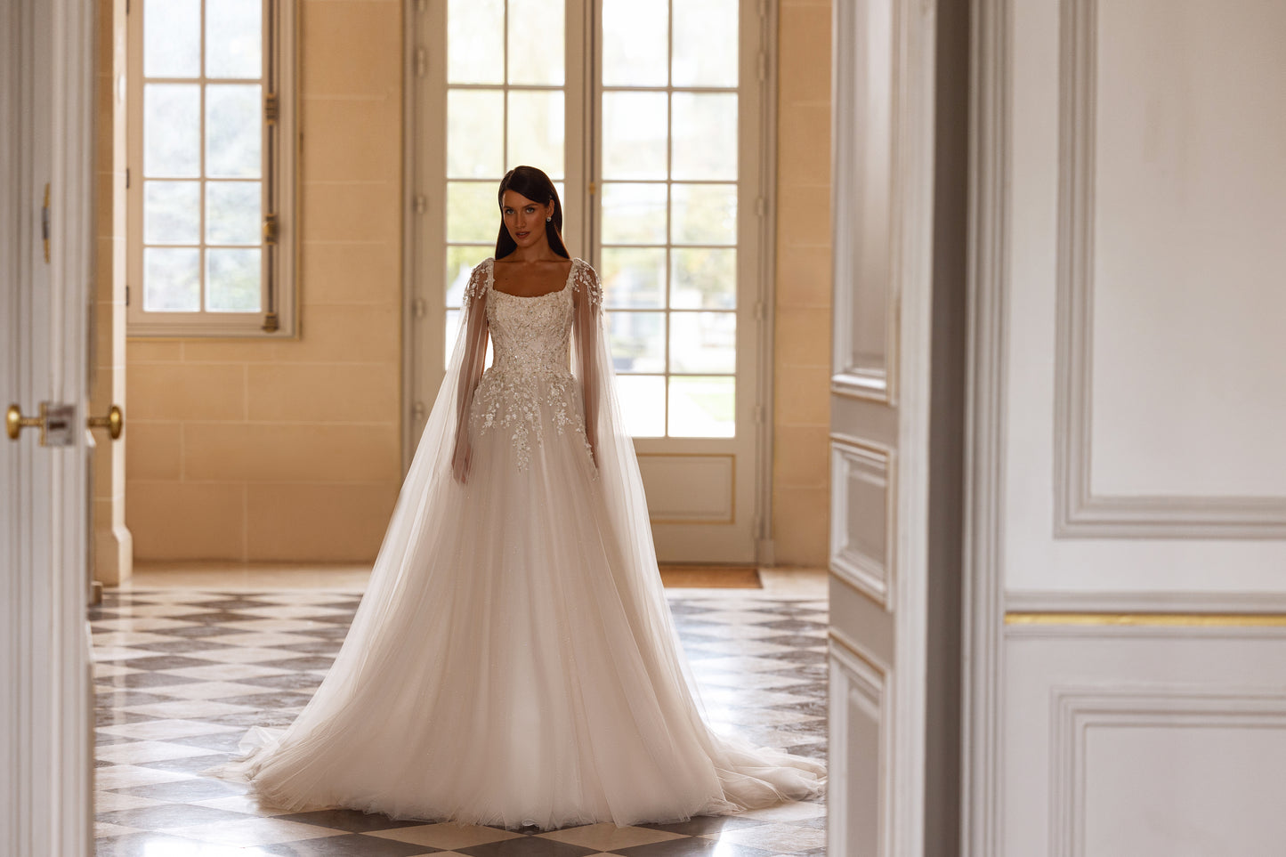 Marie-Geneviéve A-line Square Milk Wedding dress