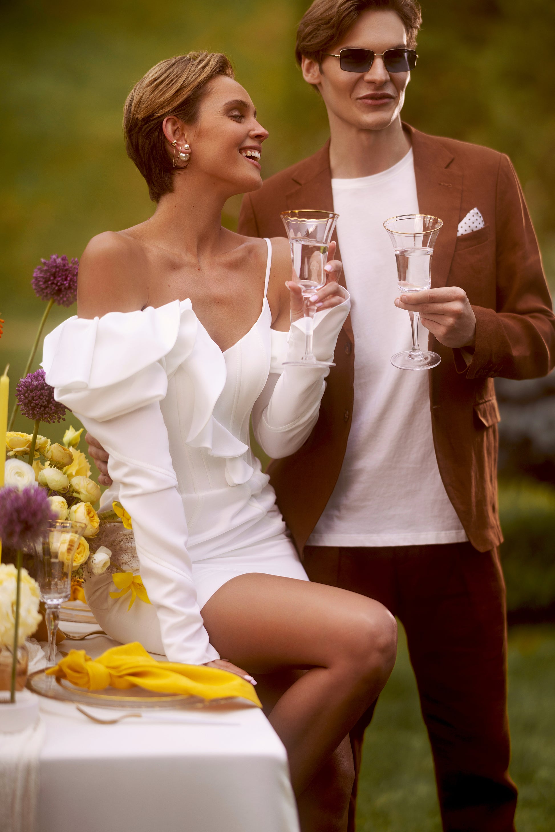 Lilian Trumpet/Mermaid Scoop Milk Wedding dress