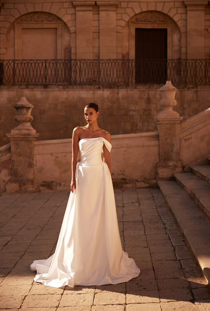 Lidia A-line Off-shoulder/Drop shoulders Milk Wedding dress