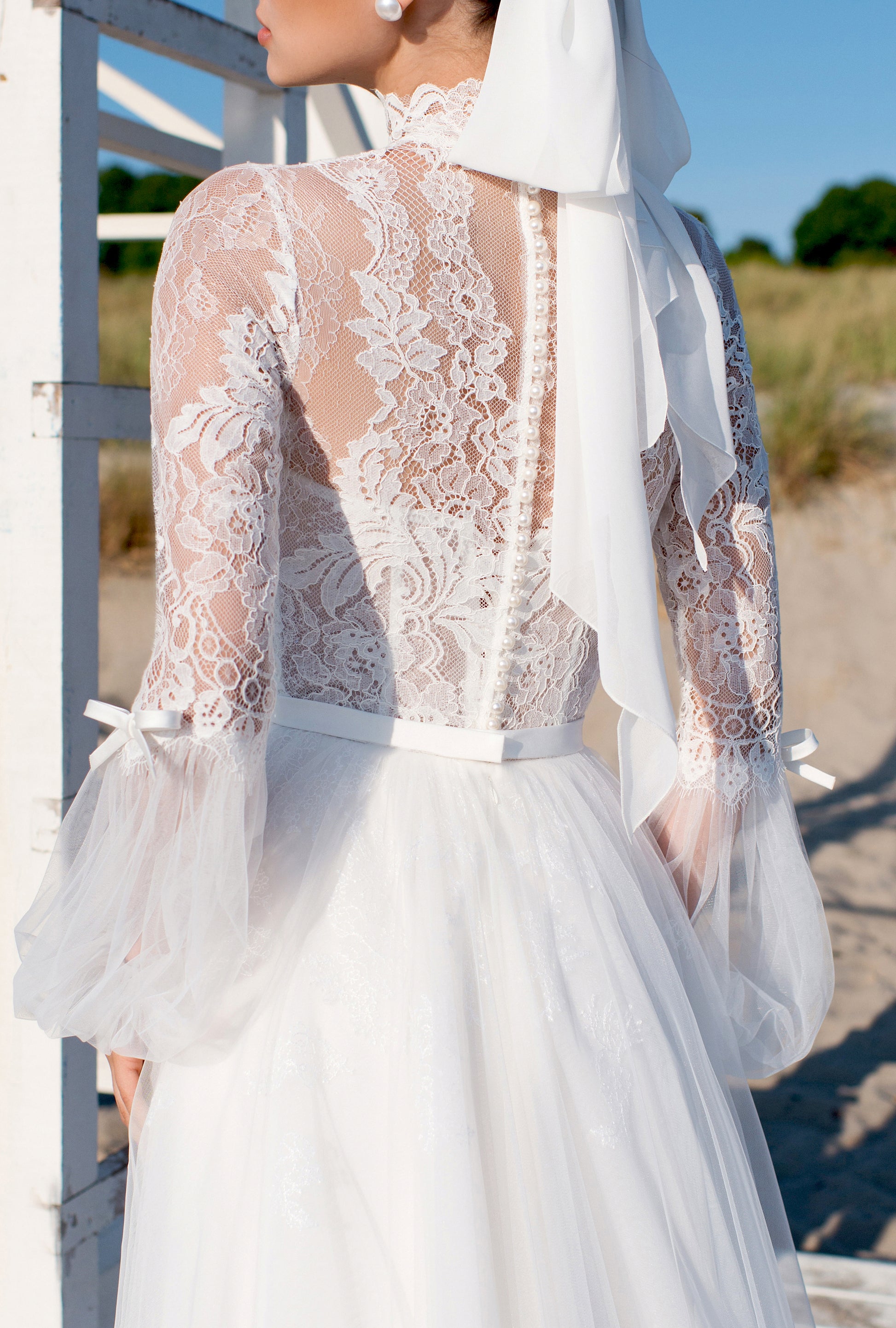 Stinga A-line High neck Off White Wedding dress