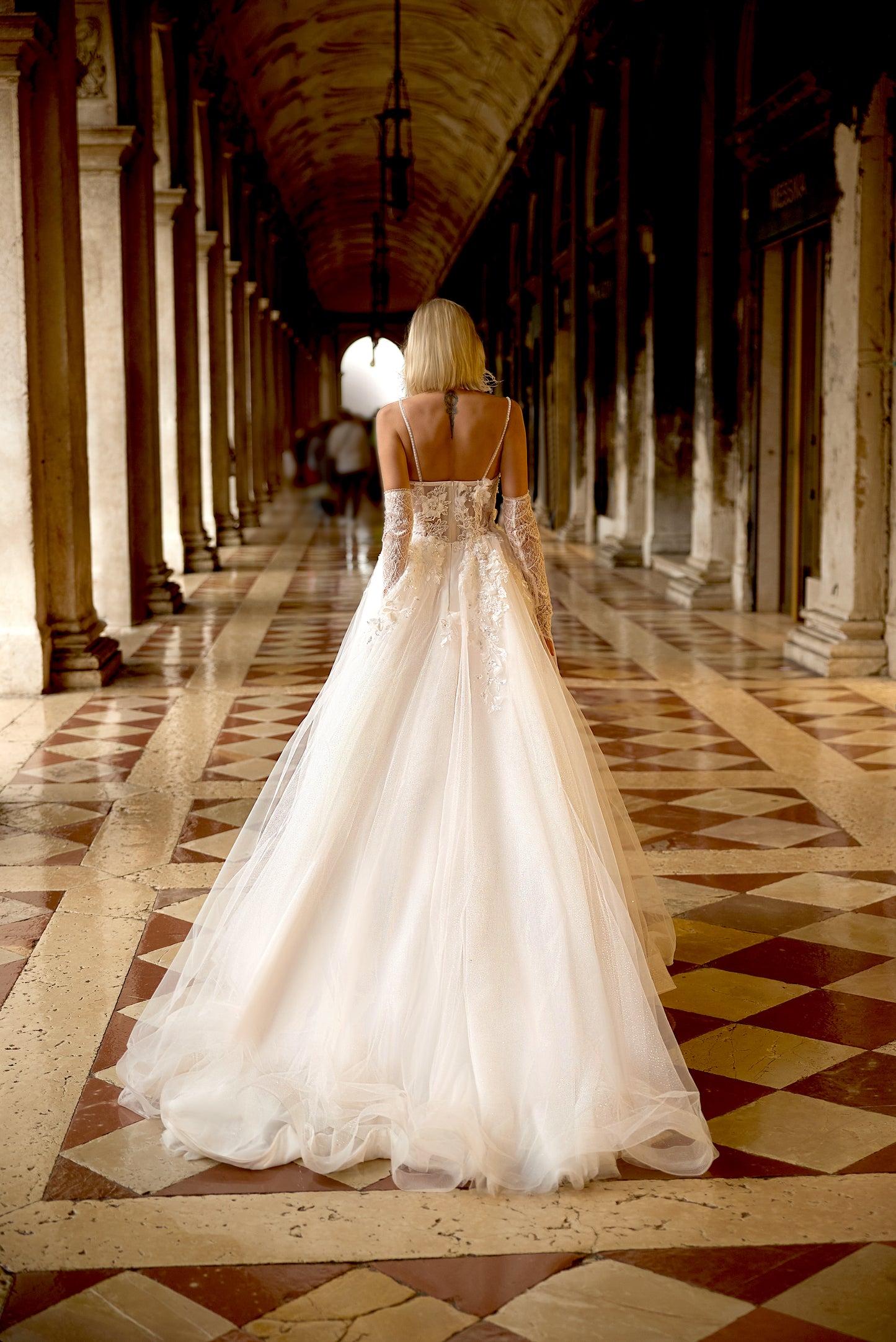 Ariane A-line V-neck Milk Wedding dress