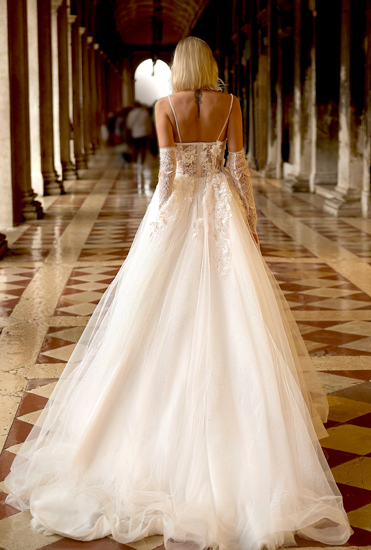 Ariane A-line V-neck Milk Wedding dress