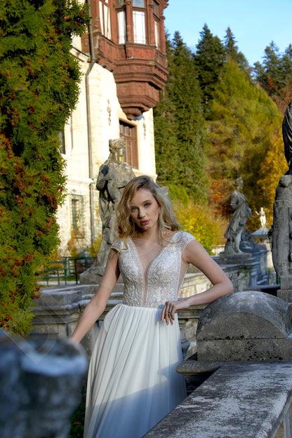 Sofiya A-line Deep V-neck Milk Wedding dress