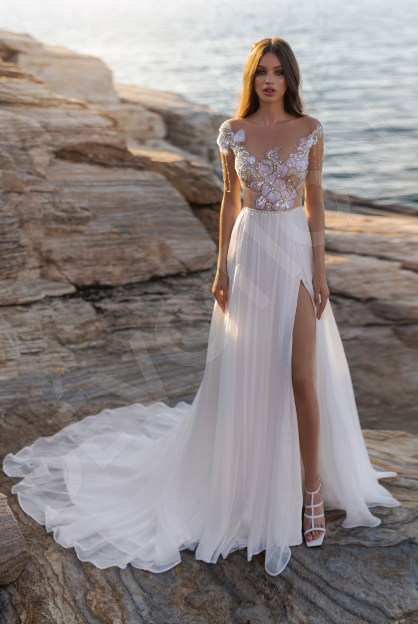 ivory and nude wedding dress Ivory Lace with Nude Lining Romantic Wedding Gown