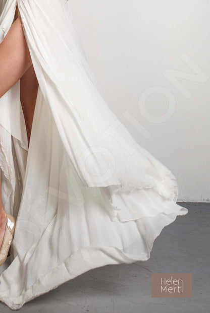 Adela A-line V-neck White Wedding dress