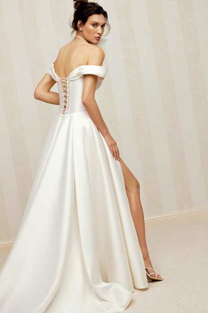 Giloria A-line Off-shoulder/Drop shoulders Milk Wedding dress