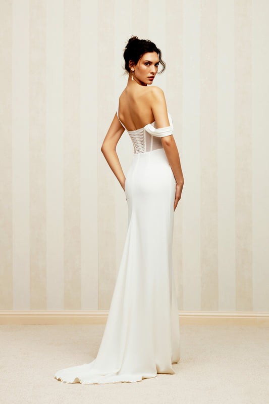 Penelopia Trumpet/Mermaid Sweetheart Milk Wedding dress
