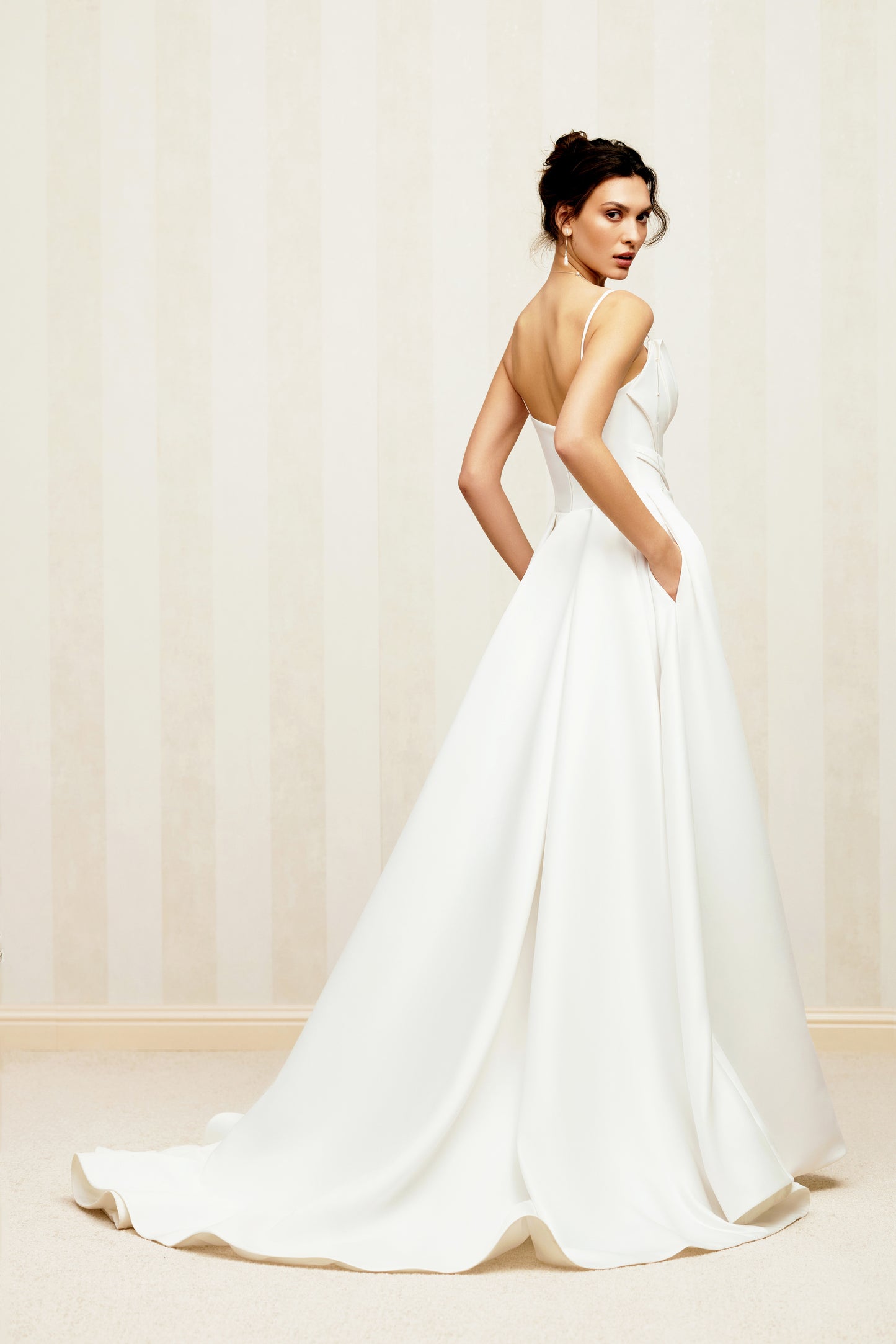 Medina A-line V-neck Milk Wedding dress