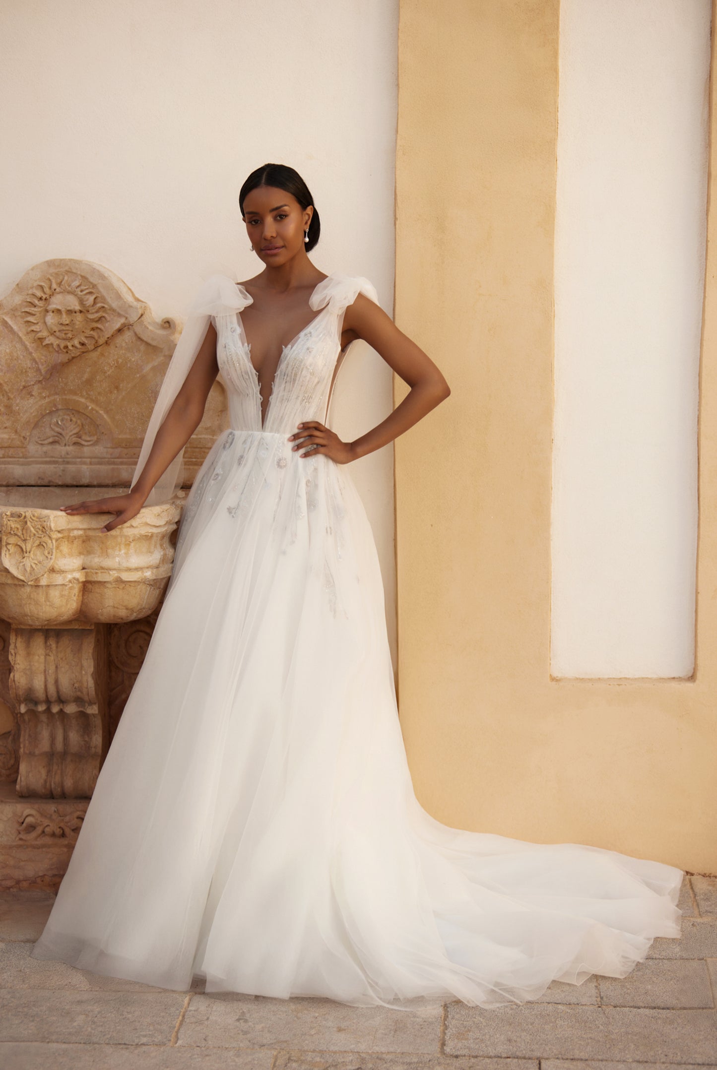 Azaria A-line Illusion Ivory Wedding dress