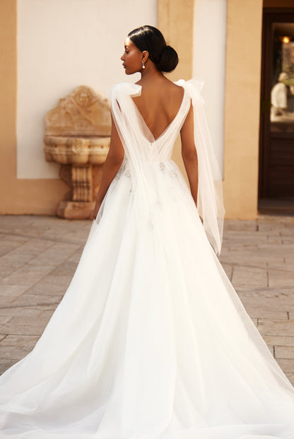 Azaria A-line Illusion Ivory Wedding dress