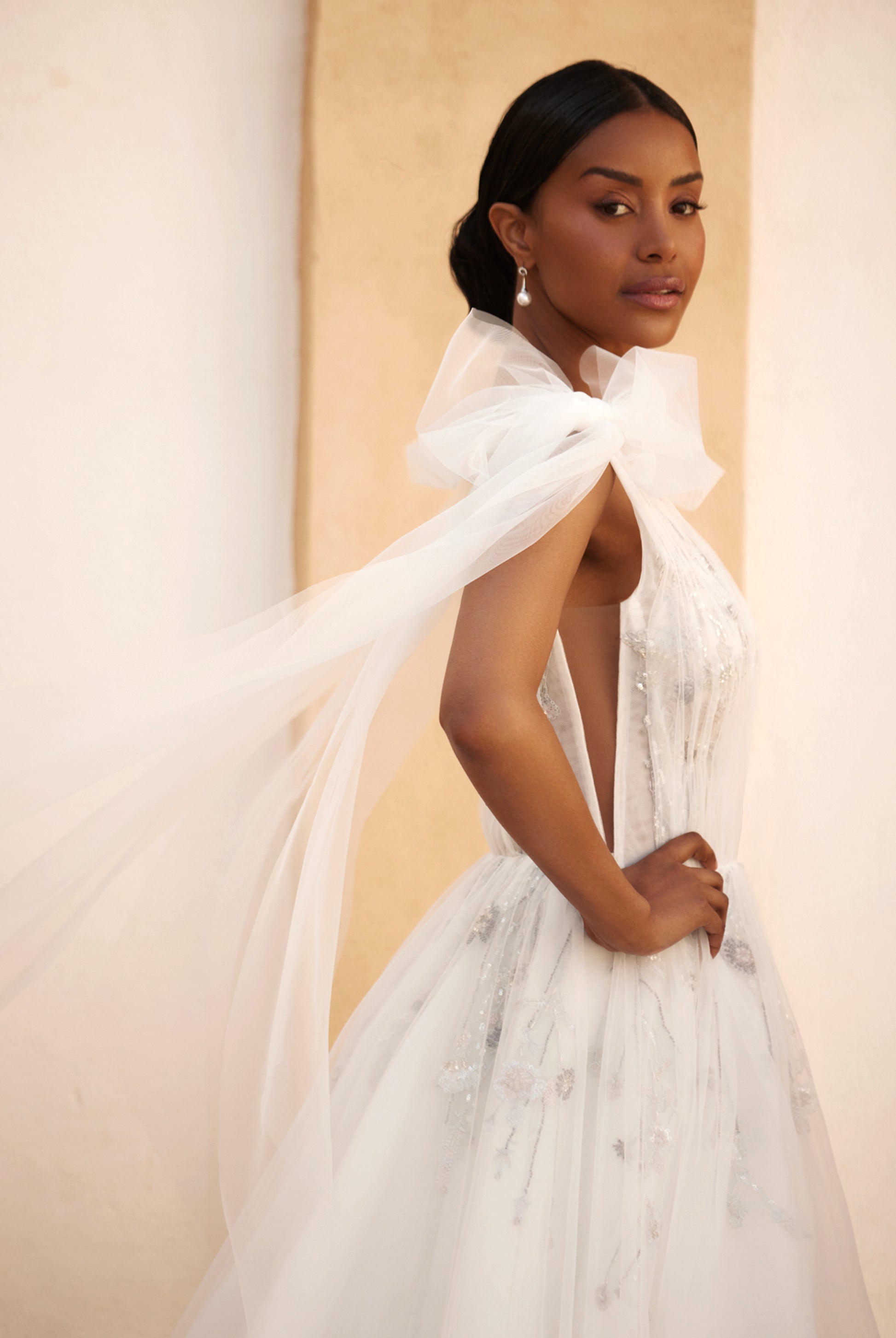 Azaria A-line Illusion Ivory Wedding dress