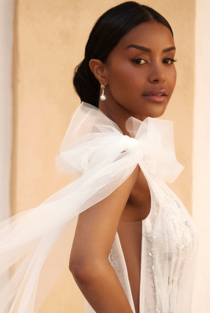 Azaria A-line Illusion Ivory Wedding dress