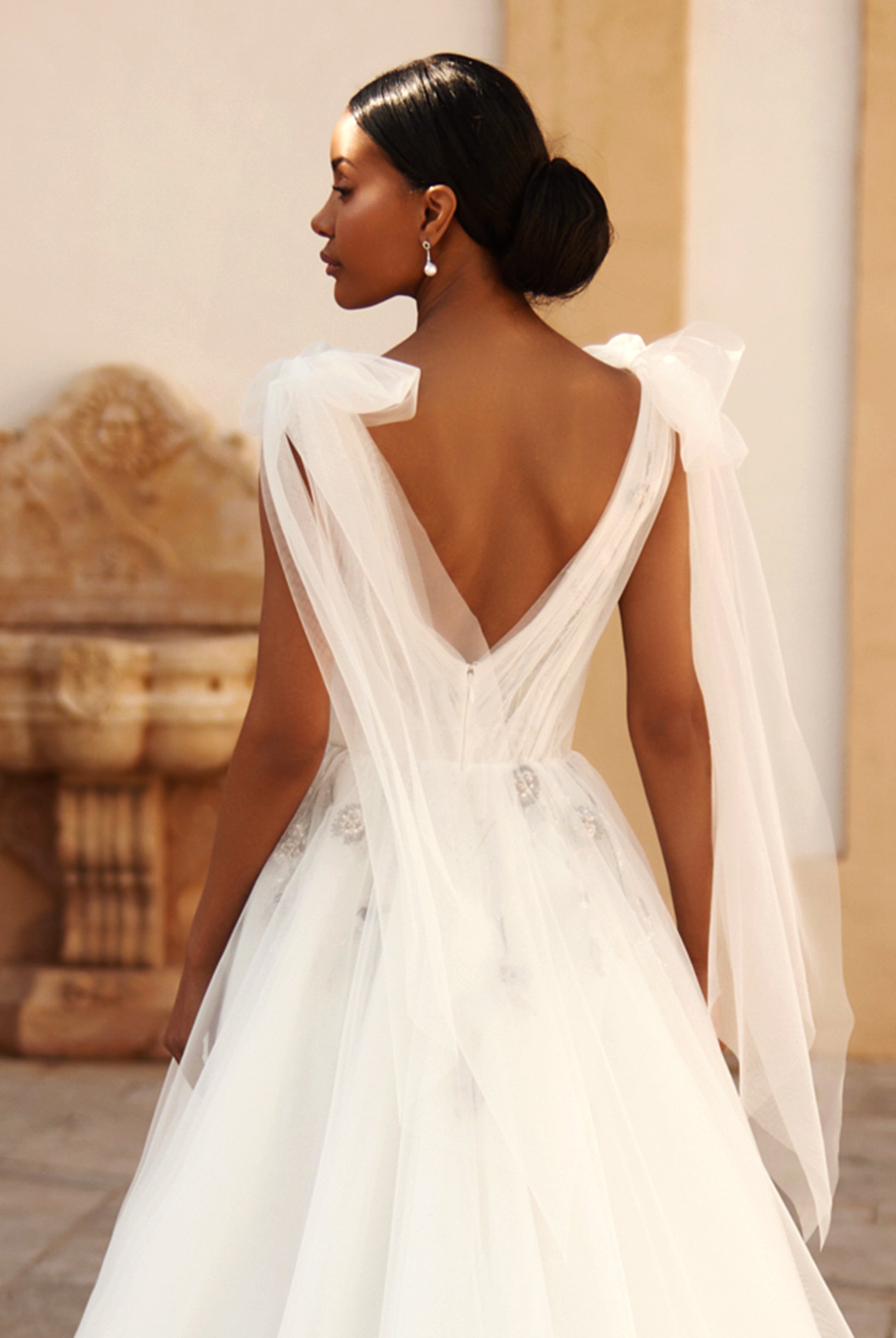 Azaria A-line Illusion Ivory Wedding dress