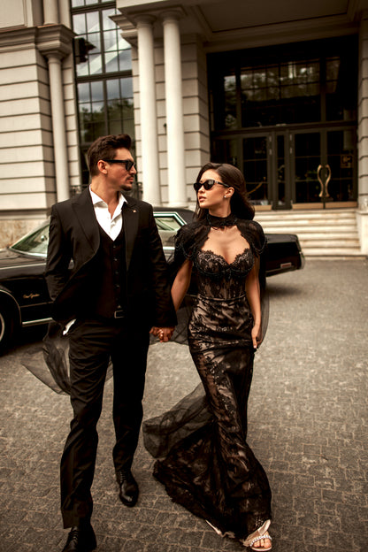 Becky Two in One Sweetheart Black/Nude Wedding dress