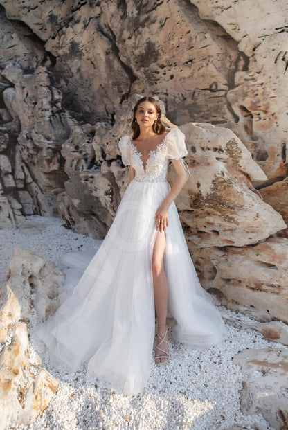 Caroline A-line Illusion Ivory Wedding dress