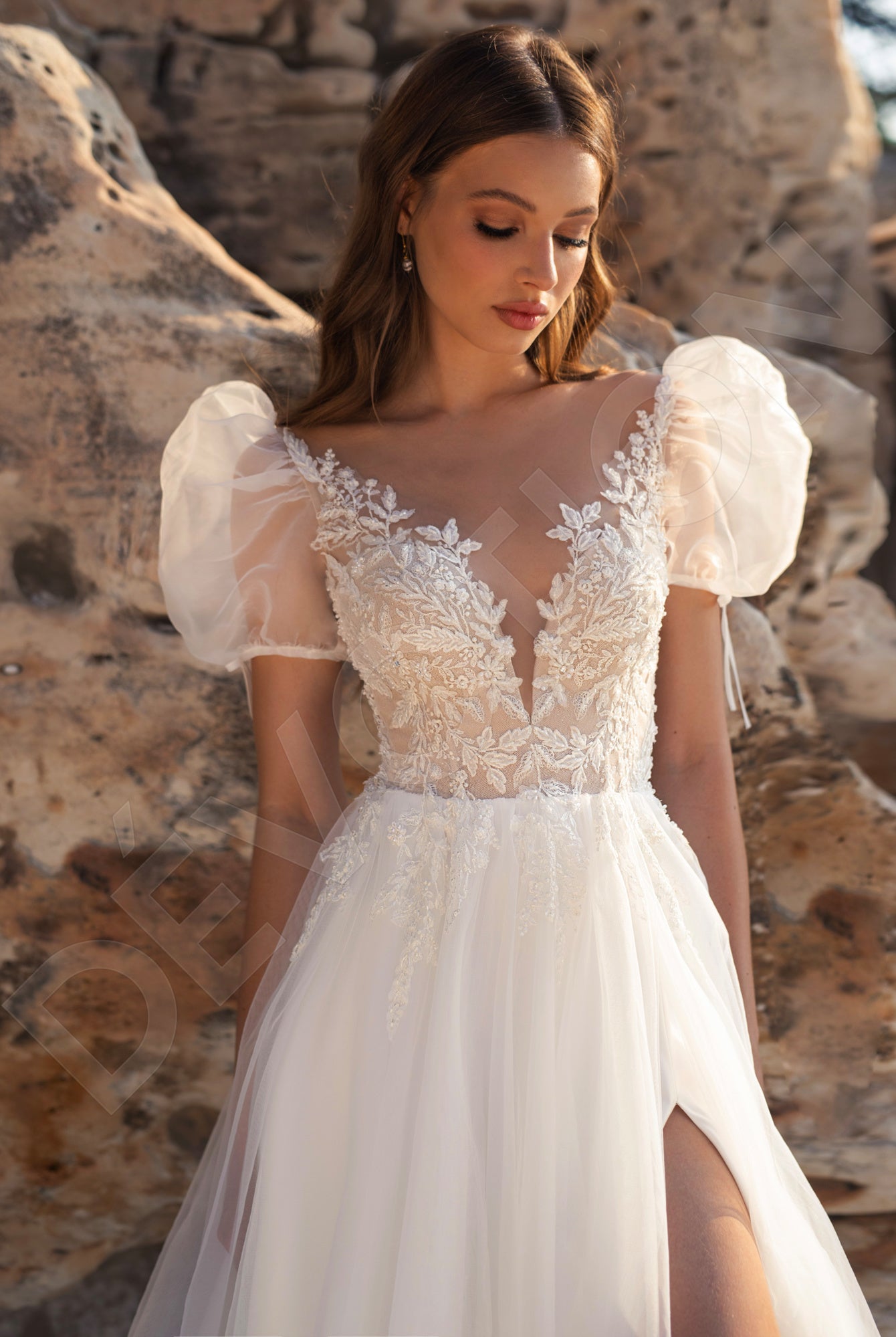 Caroline A-line Illusion Ivory Wedding dress