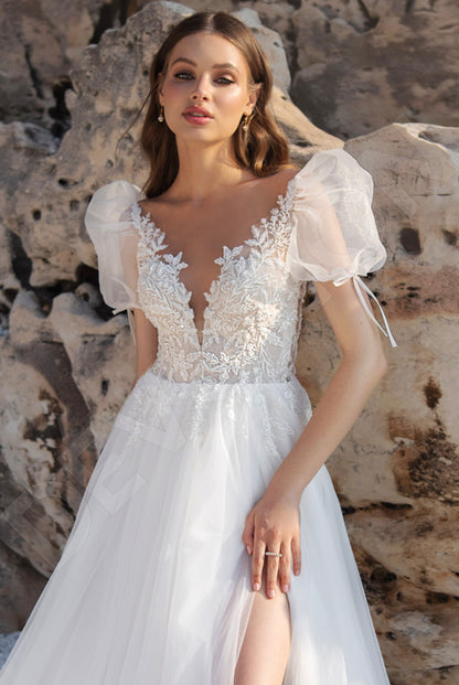 Caroline A-line Illusion Ivory Wedding dress