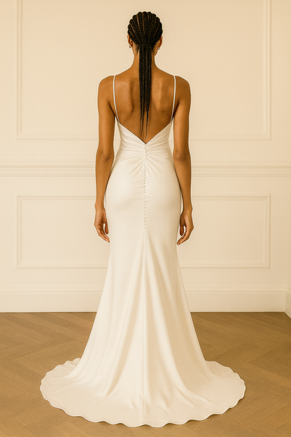 Lunith Trumpet/Mermaid V-neck Milk Wedding dress