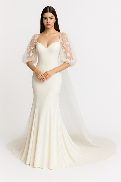 Elvira Trumpet/Mermaid Sweetheart Milk Wedding dress