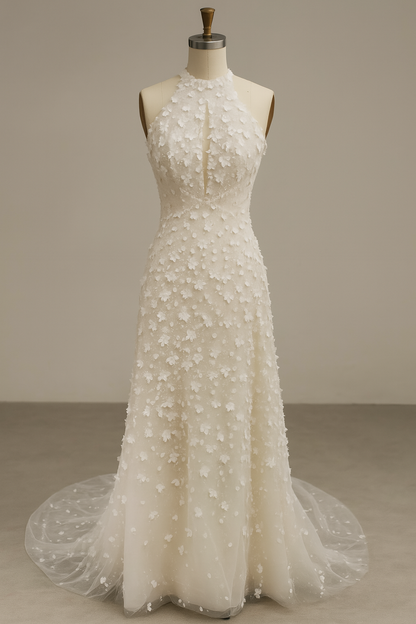 Zephira A-line Halter Wedding dress