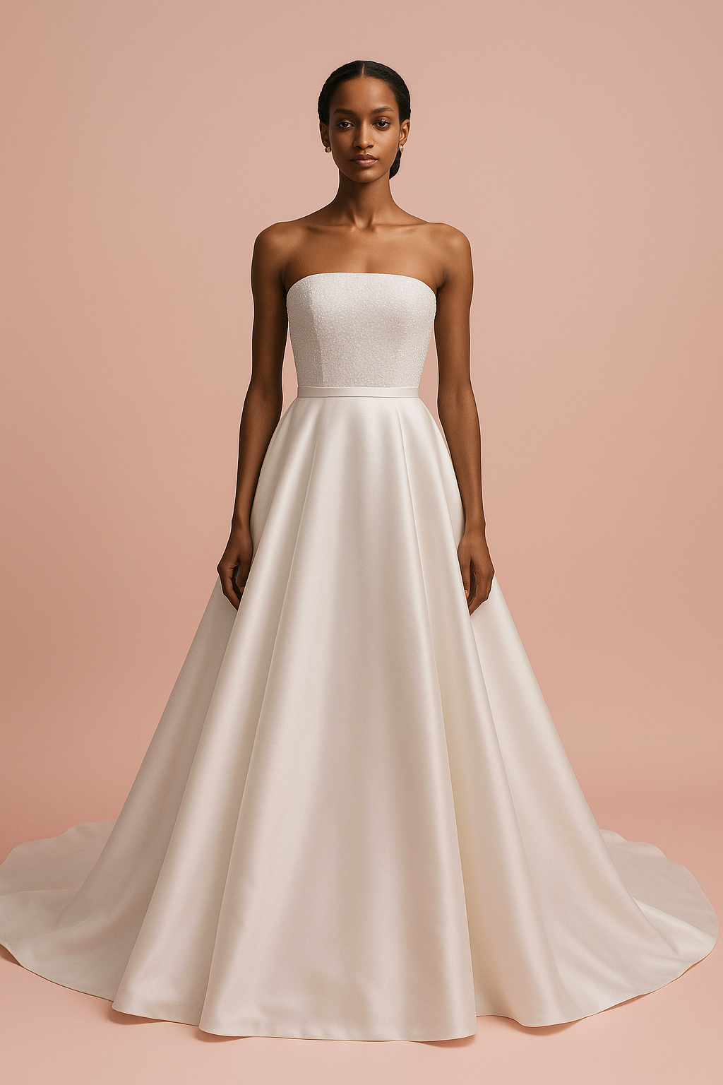 Elowen A-line Straight across Milk Wedding dress