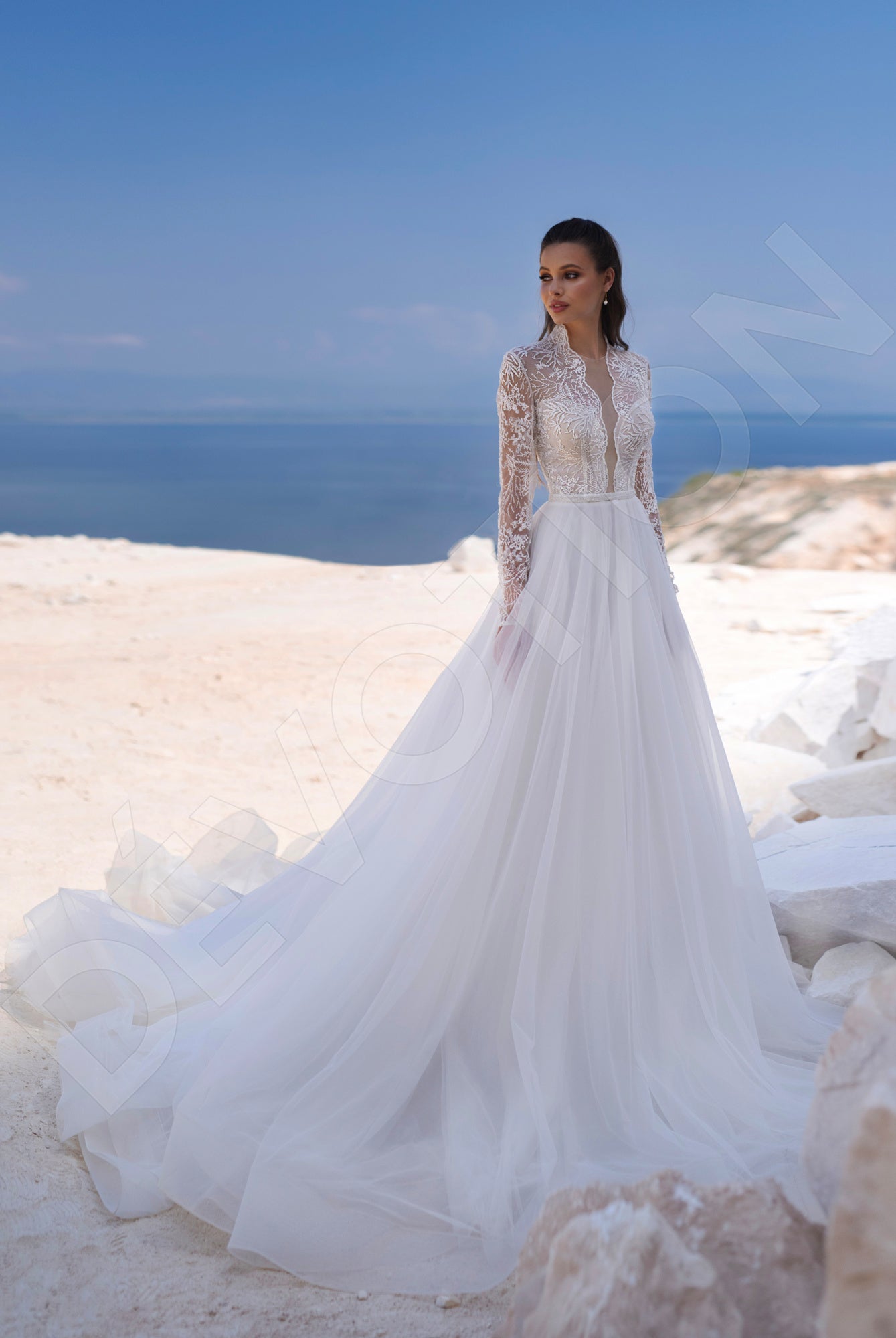 Debby A-line Illusion Ivory Wedding dress