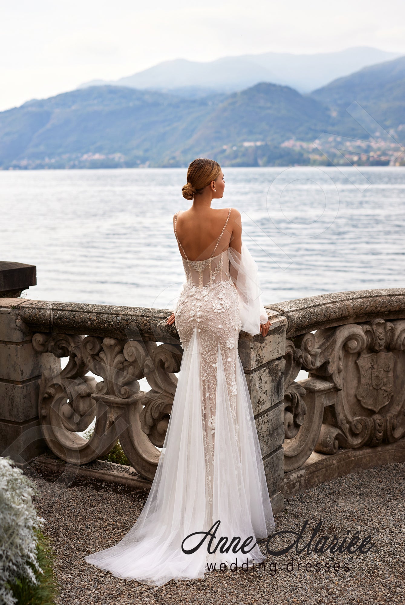 Elio Trumpet/Mermaid Sweetheart Milk/Nude Wedding dress 4
