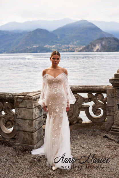 Elio Trumpet/Mermaid Sweetheart Milk/Nude Wedding dress 5