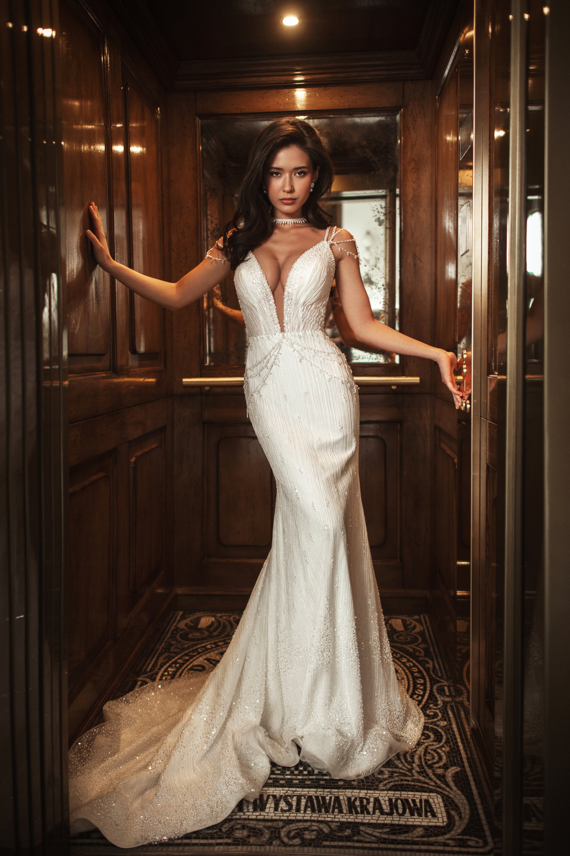 Jennifer Trumpet/Mermaid Illusion Ivory Wedding dress