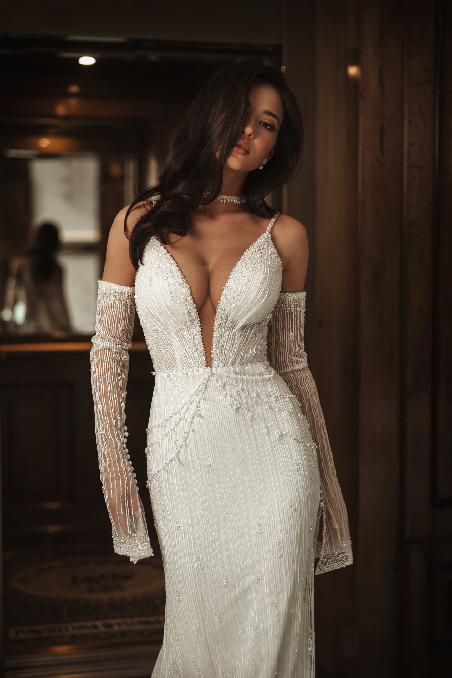 Jennifer Trumpet/Mermaid Illusion Ivory Wedding dress
