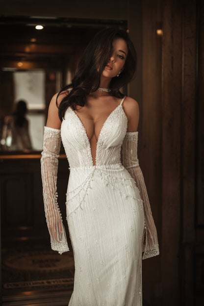 Jennifer Trumpet/Mermaid Illusion Ivory Wedding dress