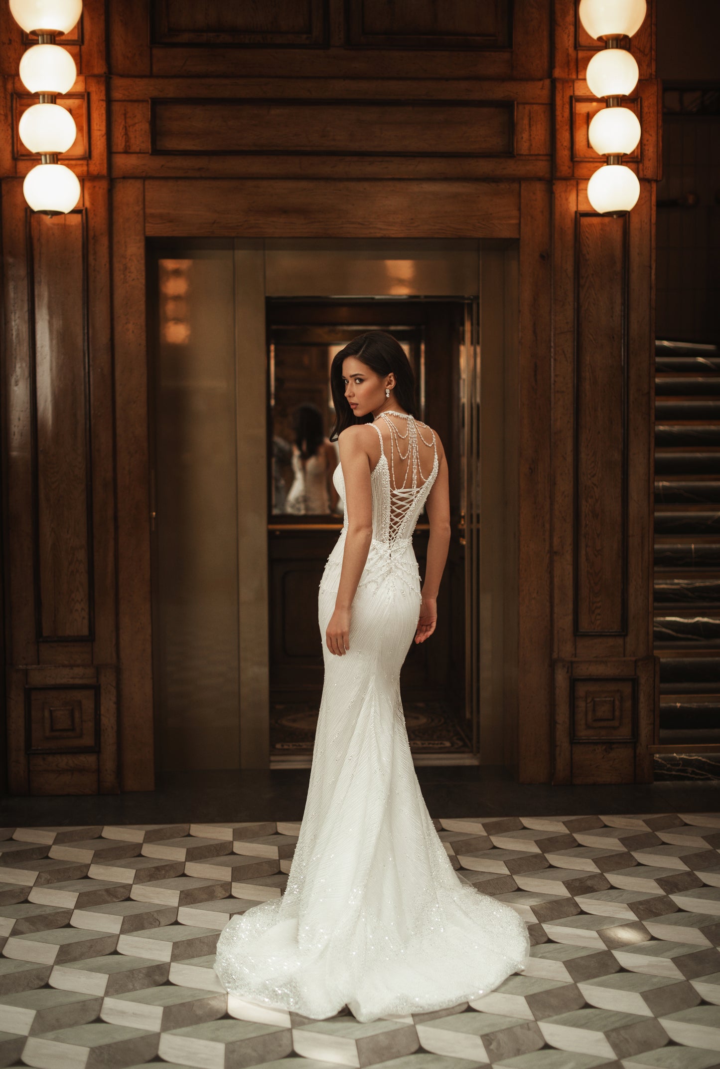 Jennifer Trumpet/Mermaid Illusion Ivory Wedding dress