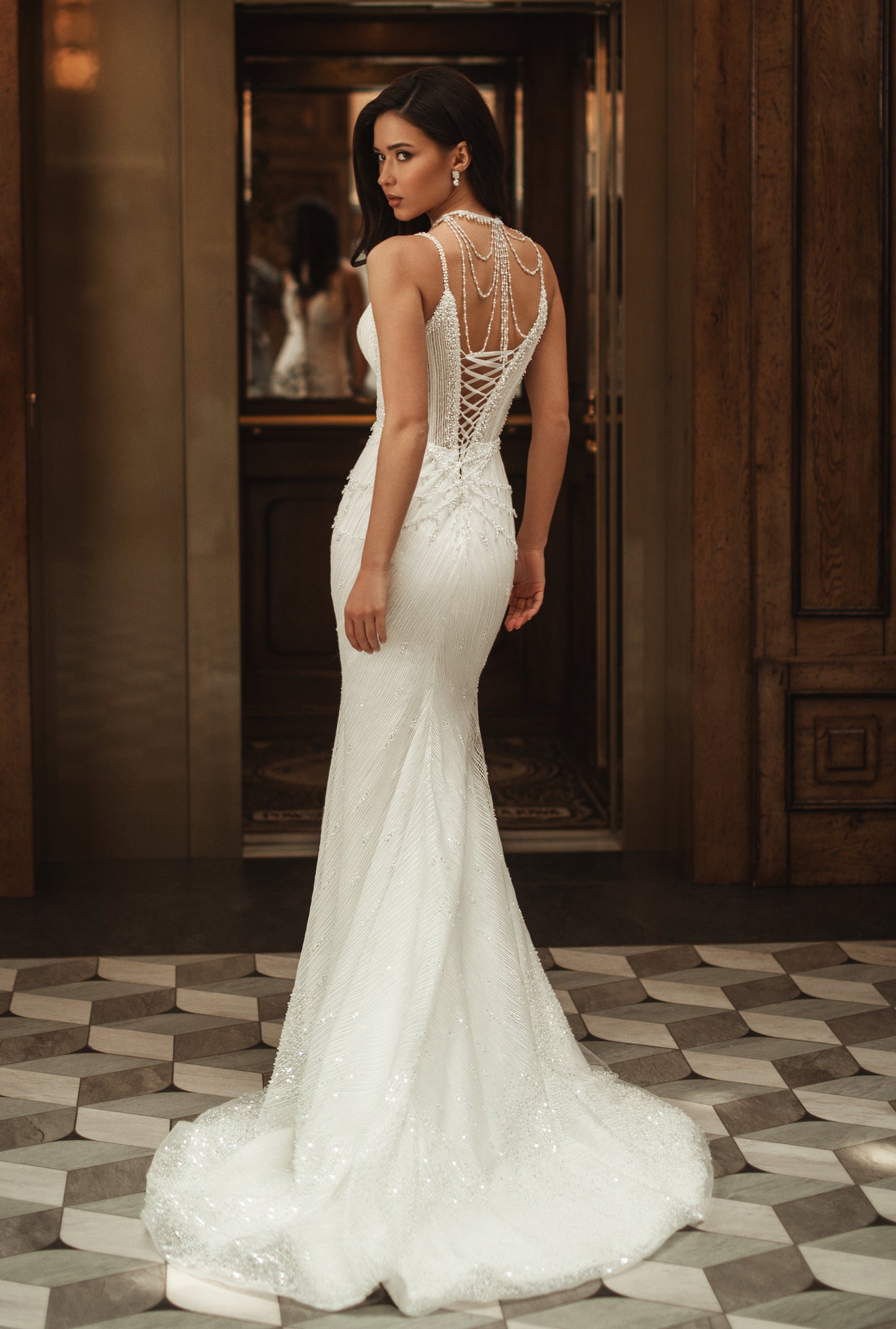 Jennifer Trumpet/Mermaid Illusion Ivory Wedding dress