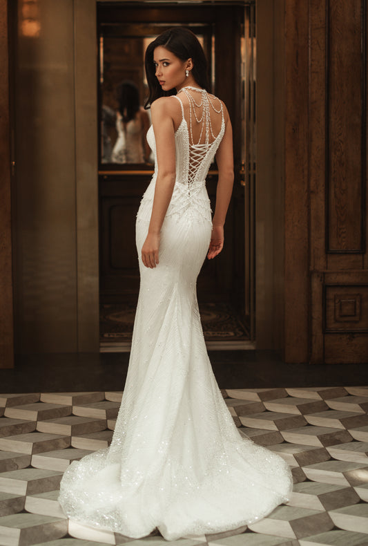 Jennifer Trumpet/Mermaid Illusion Ivory Wedding dress