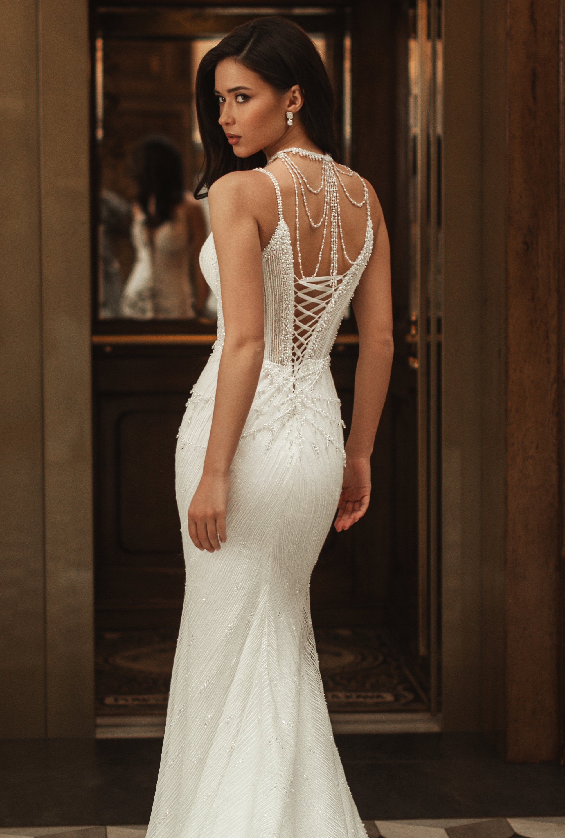 Jennifer Trumpet/Mermaid Illusion Ivory Wedding dress
