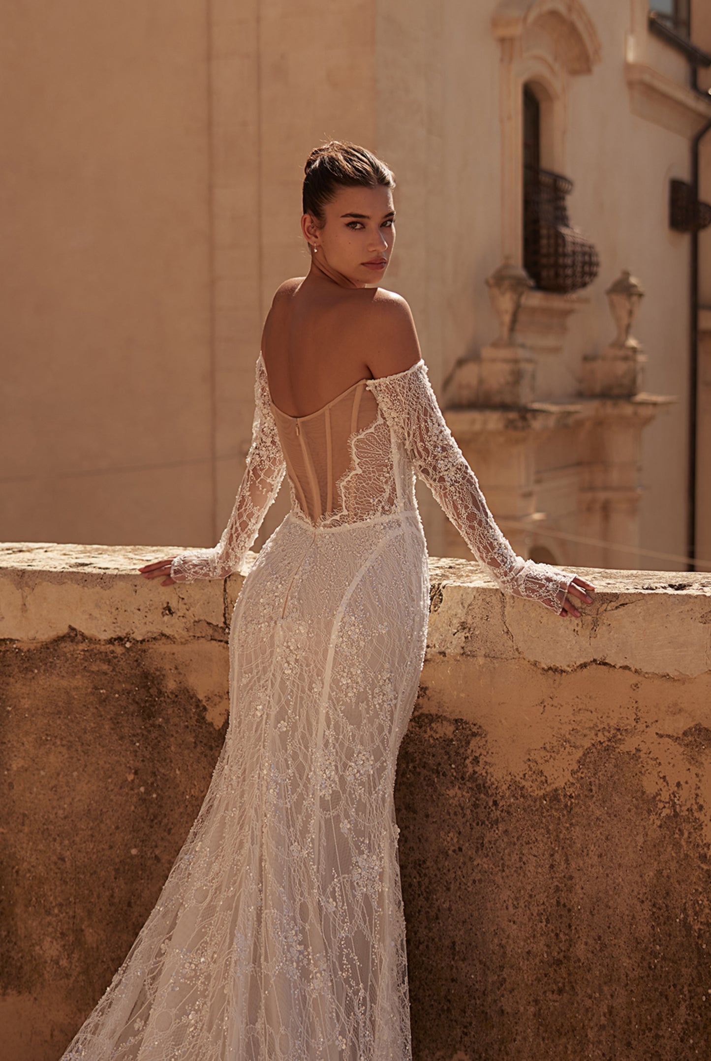 Kylie Trumpet/Mermaid Off Shoulder Milk Wedding dress