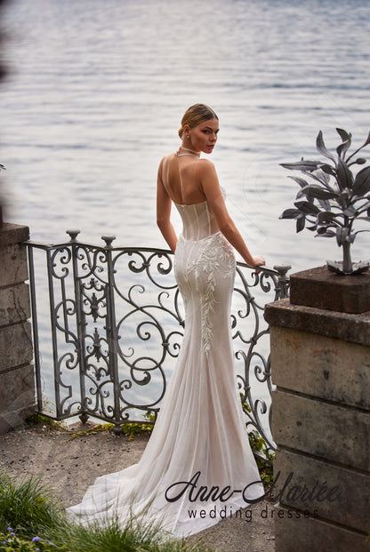 Lelia Trumpet/Mermaid High Neck Milk/Nude Wedding dress Back