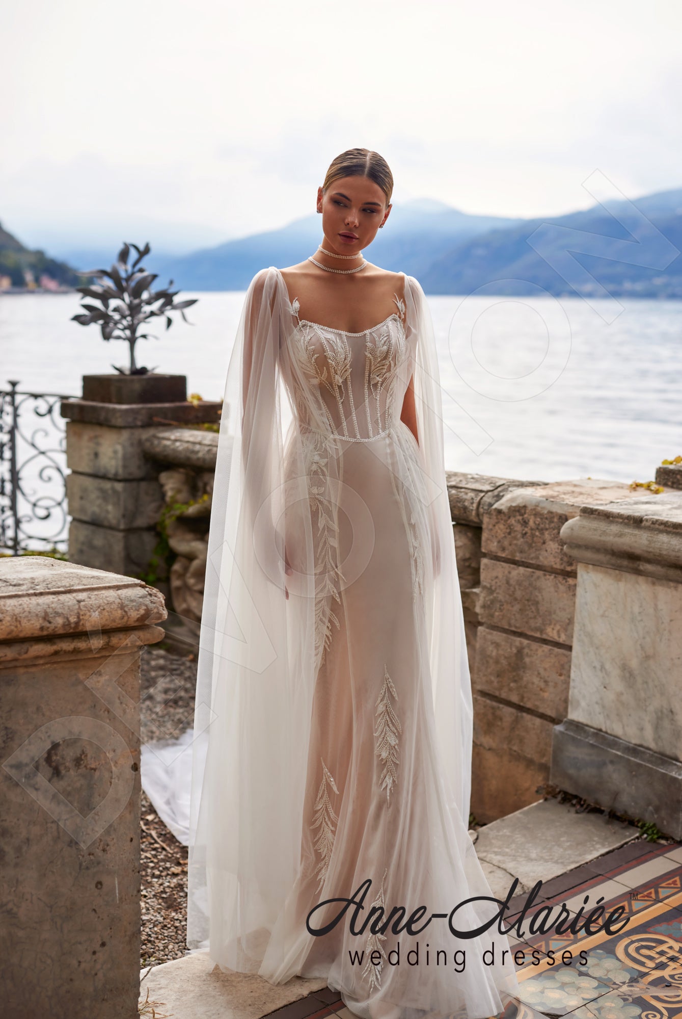Lelia Trumpet/Mermaid High Neck Milk/Nude Wedding dress