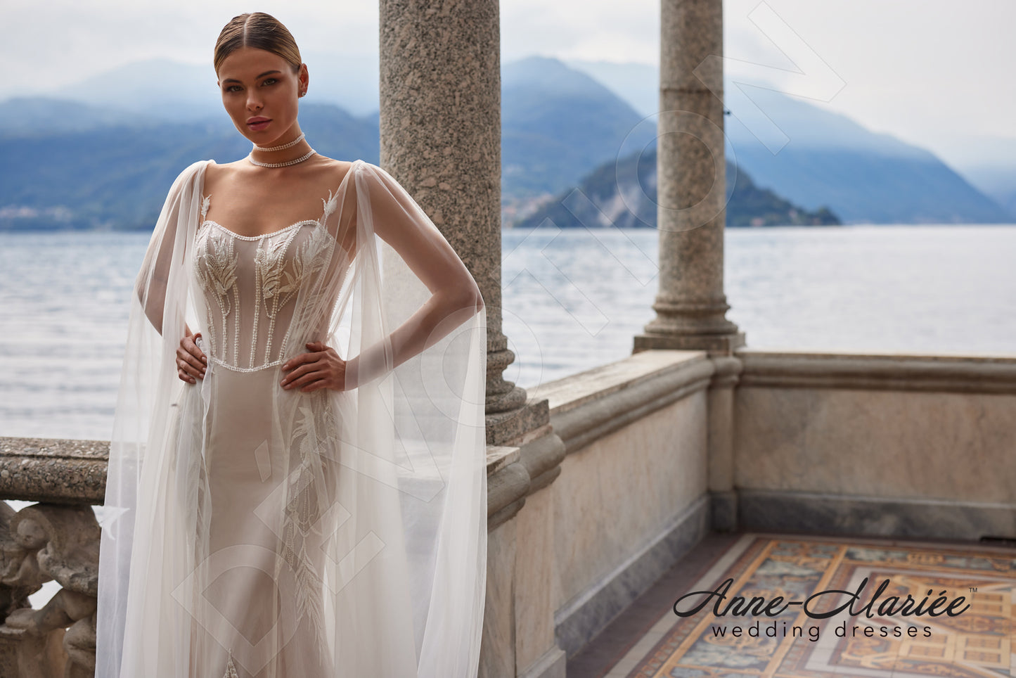 Lelia Trumpet/Mermaid High Neck Milk/Nude Wedding dress 8