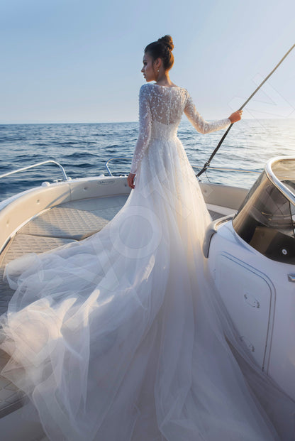 Lunna A-line Jewel Ivory Wedding dress