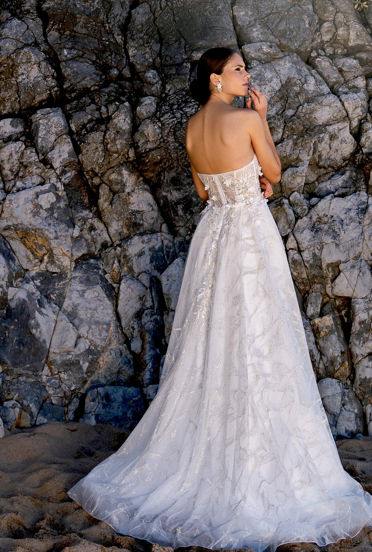 Andreia A-line Straight across Milk Wedding dress