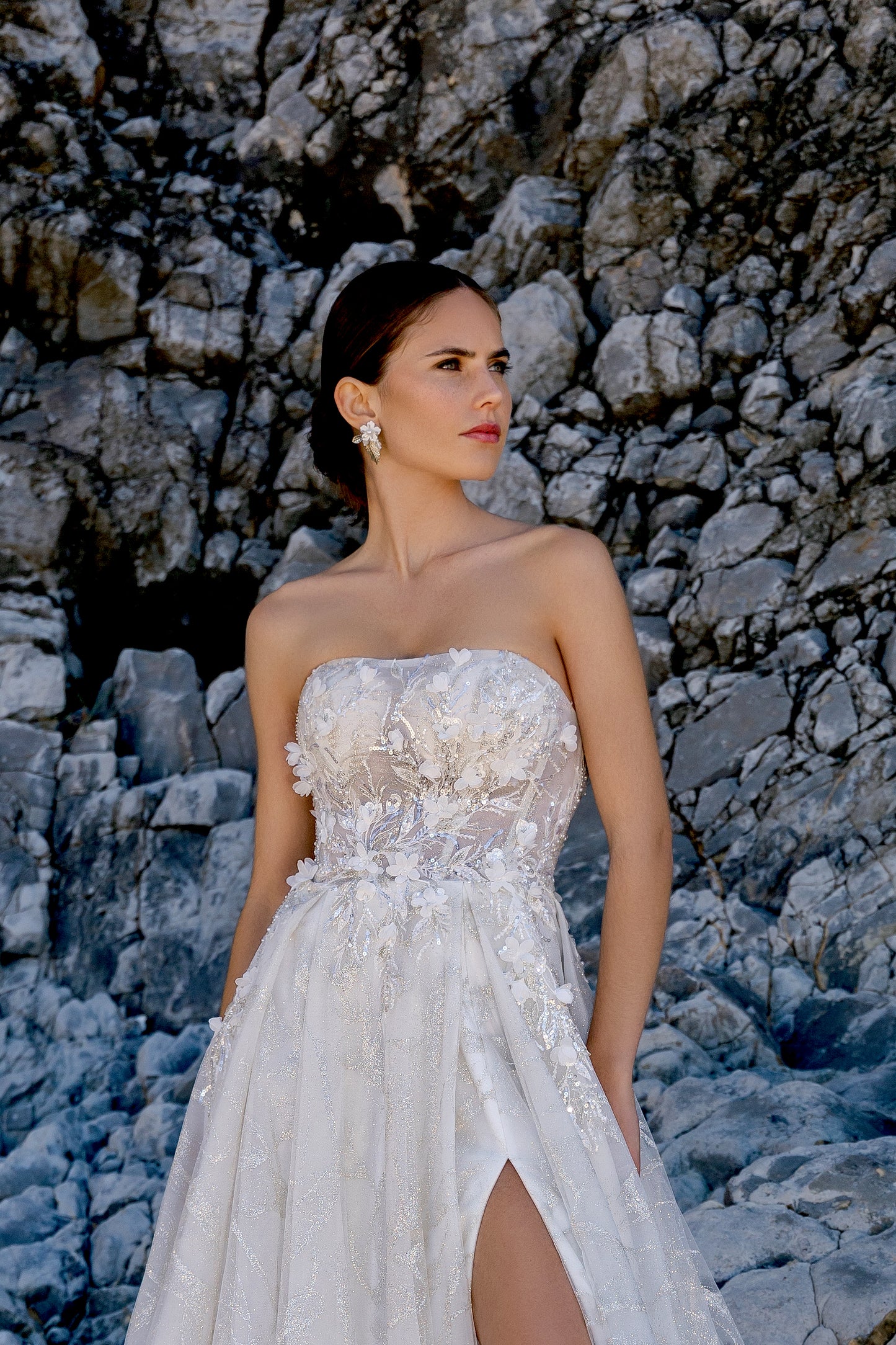 Andreia A-line Straight across Milk Wedding dress