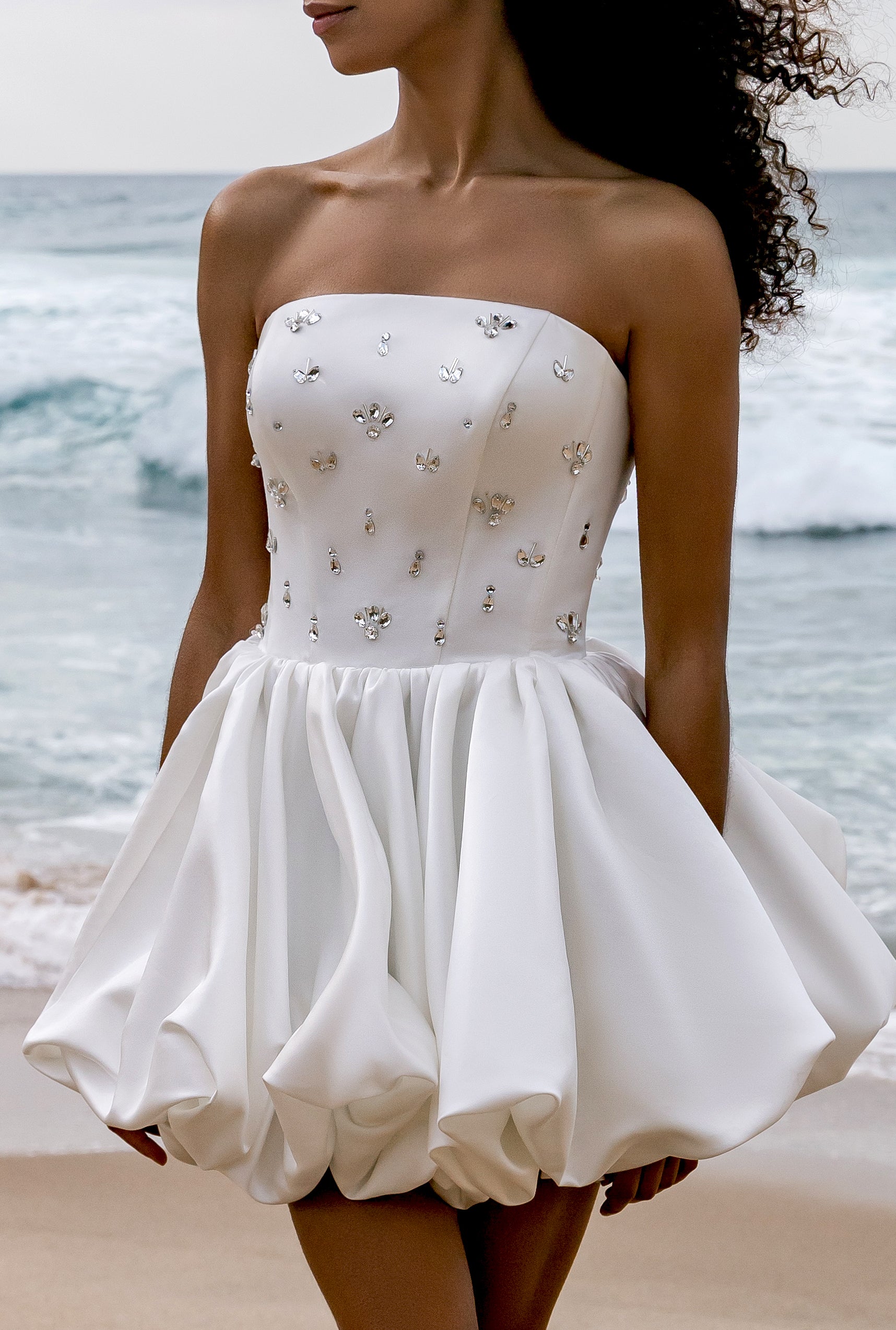 Kati A-line Straight across Milk Wedding dress